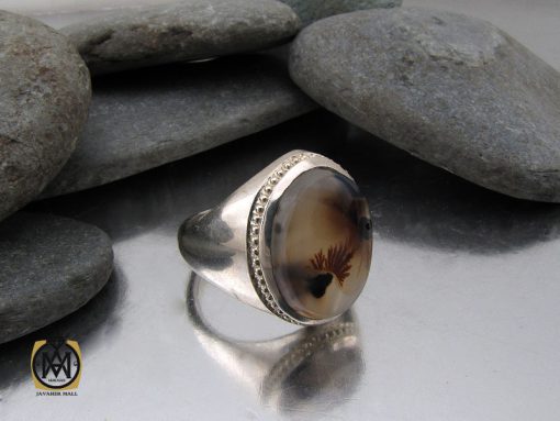 00 انگشتر عقیق شجر درشت مردانه دست ساز - کد 10272 - تصویر 6