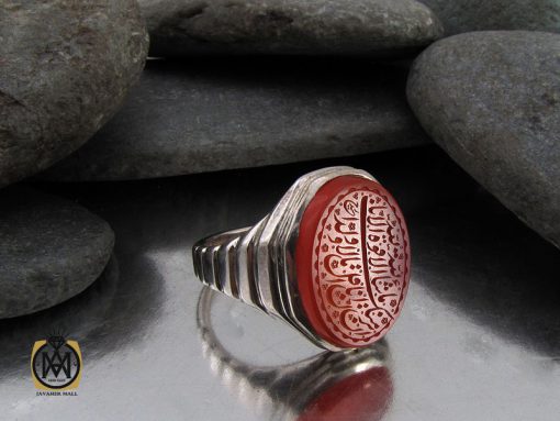 انگشتر عقیق یمن با حکاکی ماشاالله لا قوه الا بالله ان ترن انا اقل منک مالا و ولدا – کد 10273 - تصویر 6