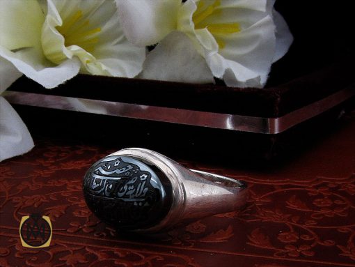 انگشتر حدید با حکاکی آیه ولایت علی ابن ابی طالب مردانه - کد 10372 - تصویر 6