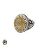 1 انگشتر سیترین درشت مردانه دست ساز - کد 10276