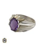 انگشتر آمتیست خوش رنگ مردانه دست ساز - کد 10331