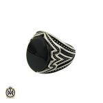 انگشتر عقیق مشکی مردانه - کد 10376