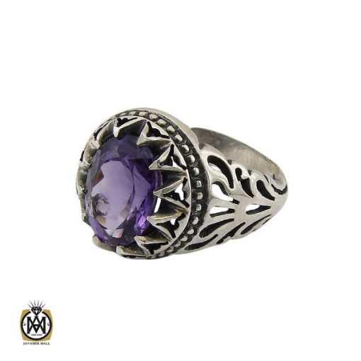 1 انگشتر آمتیست خوش رنگ مردانه - کد 10400 - تصویر 1