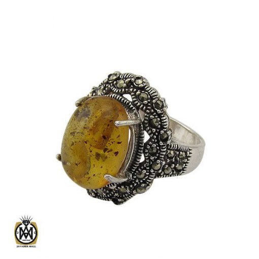 1 انگشتر کهربا لهستان طرح مهرآنا زنانه - کد 2157 - تصویر 1