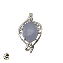 مدال عقیق یمن کبود طرح پیچک زنانه - کد 3200 مدال عقیق یمن کبود طرح پیچک زنانه - کد 3200