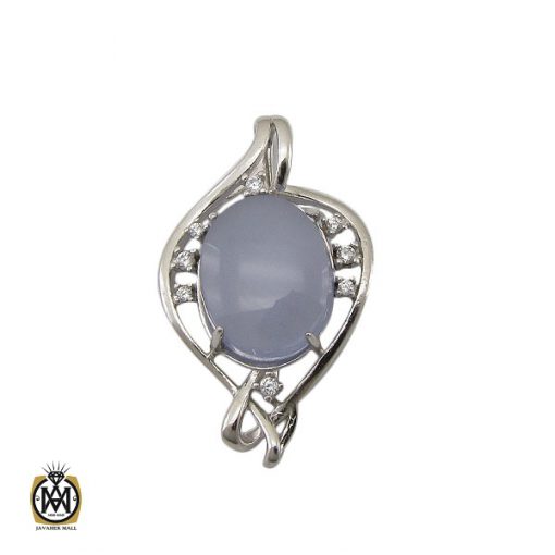 1 مدال عقیق یمن کبود طرح پیچک زنانه - کد 3200 - تصویر 1