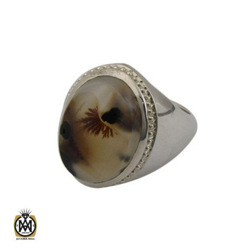 1 انگشتر عقیق شجر درشت مردانه دست ساز - کد 10272 - تصویر 1