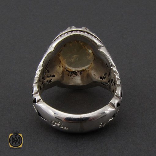 2 انگشتر سیترین درشت مردانه دست ساز - کد 10276 - تصویر 2