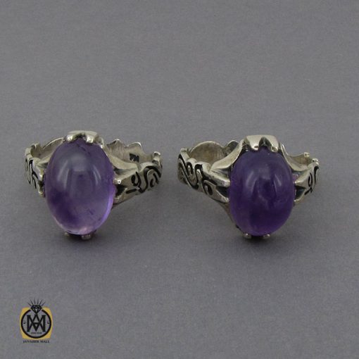 انگشتر آمتیست خوش رنگ مردانه - کد 10302 - تصویر 2