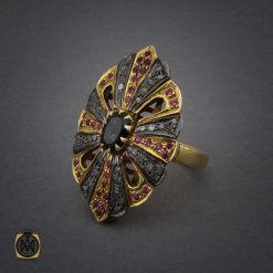 انگشتر الماس و تورمالین طرح افسانه زنانه - کد 2144 انگشتر الماس و تورمالین طرح افسانه زنانه - کد 2144