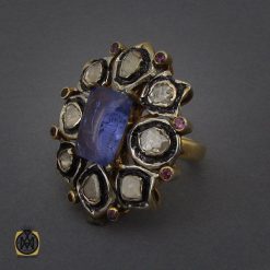 انگشتر الماس و تانزانایت طرح آوا زنانه - کد 2145 انگشتر الماس و تانزانایت طرح آوا زنانه - کد 2145