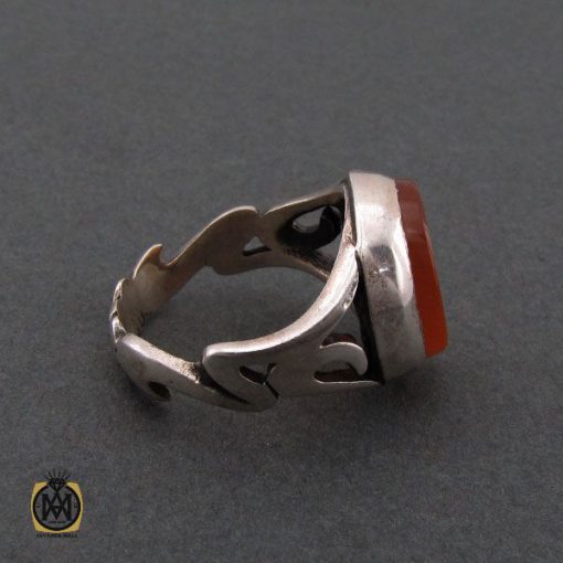 انگشتر عقیق یمن با حکاکی یا صادق آل محمد مردانه - کد 10215 - تصویر 2