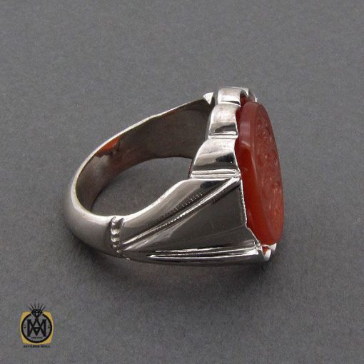 انگشتر عقیق یمن با حکاکی علی مع الحق و الحق مع علی مردانه هنر دست استاد شرفیان - کد 10315 - تصویر 2