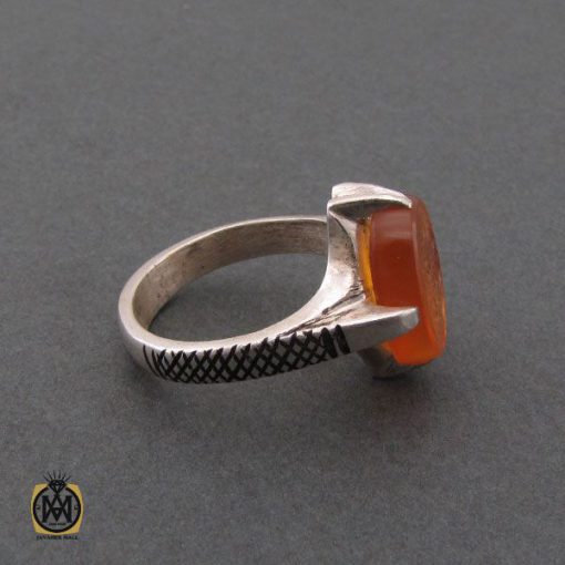 2 انگشتر عقیق یمن مردانه با حکاکی هو علی کل شیء قدیر - کد 10217 - تصویر 2
