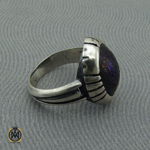 انگشتر حدید با حکاکی ان الحسین مصباح الهدی و سفینه النجاه مردانه - کد 10362 - تصویر 2