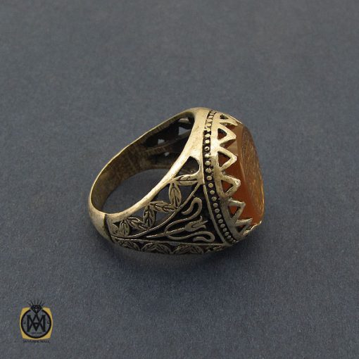 انگشتر عقیق یمن با حکاکی کل خیر فی باب الحسین مردانه - کد 10381 - تصویر 2