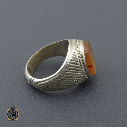 2 انگشتر عقیق یمن با حکاکی یا باقرالعلوم مردانه - کد 10383 - تصویر 2