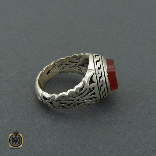 انگشتر عقیق یمن با حکاکی امیری حسین و نعم الامیر مردانه دست ساز - کد 10385 - تصویر 2