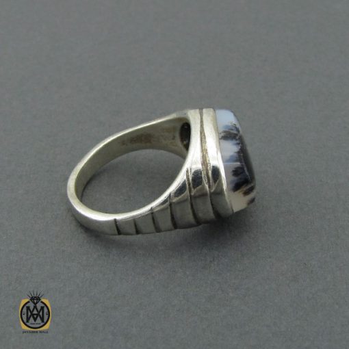 انگشتر عقیق شجر طرح صفوی مردانه - کد 10387 - تصویر 2