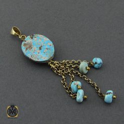 مدال فیروزه نیشابوری طرح شکوفا زنانه - کد 3231 مدال فیروزه نیشابوری طرح شکوفا زنانه - کد 3231