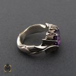 2 انگشتر آمتیست خوش رنگ مردانه هنر دست استاد باقرزاده - کد 10396 - تصویر 3
