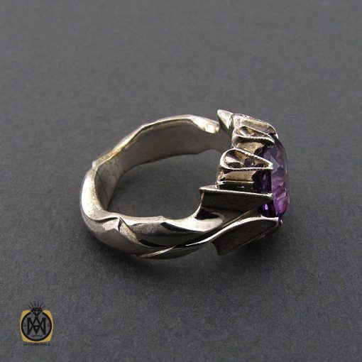 2 انگشتر آمتیست خوش رنگ مردانه هنر دست استاد باقرزاده - کد 10396 - تصویر 3