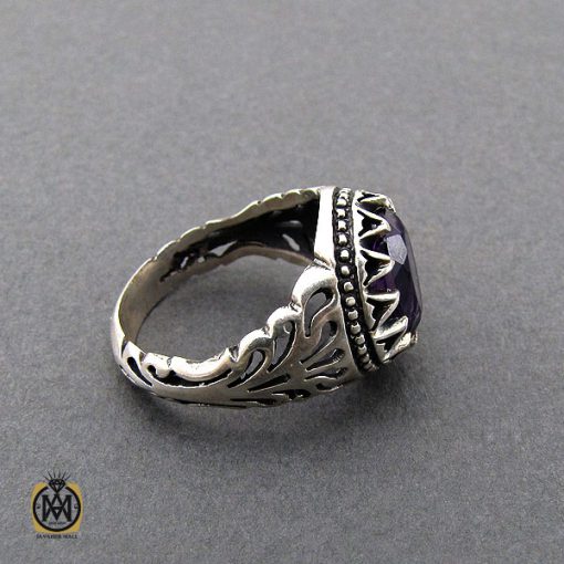 2 انگشتر آمتیست خوش رنگ مردانه - کد 10400 - تصویر 2