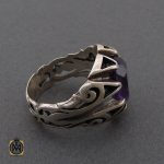 2 انگشتر آمتیست خوش رنگ مردانه - کد 10401 - تصویر 2