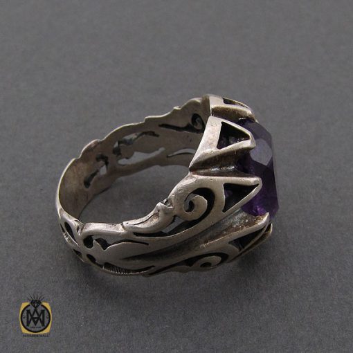 2 انگشتر آمتیست خوش رنگ مردانه - کد 10401 - تصویر 2