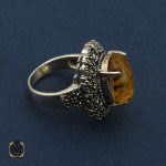 2 انگشتر کهربا لهستان طرح مهرآنا زنانه - کد 2157 - تصویر 2