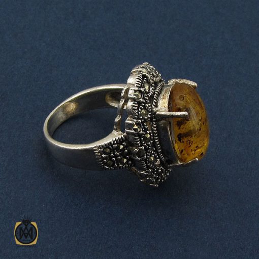 2 انگشتر کهربا لهستان طرح مهرآنا زنانه - کد 2157 - تصویر 2