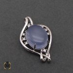 2 مدال عقیق یمن کبود طرح پیچک زنانه - کد 3200 - تصویر 2