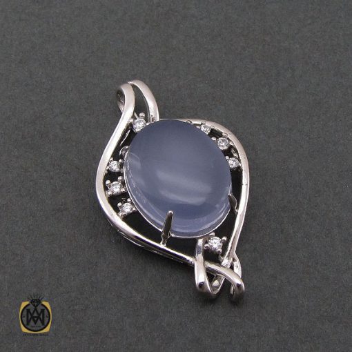 2 مدال عقیق یمن کبود طرح پیچک زنانه - کد 3200 - تصویر 2