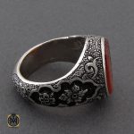 2 انگشتر عقیق یمن با حکاکی نور عینی یا حسین قلم زنی مردانه - کد 10235 - تصویر 2