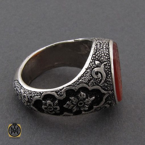 2 انگشتر عقیق یمن با حکاکی نور عینی یا حسین قلم زنی مردانه - کد 10235 - تصویر 2