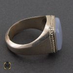 2 انگشتر عقیق کبود یمن مردانه دست ساز - کد 10241 - تصویر 2