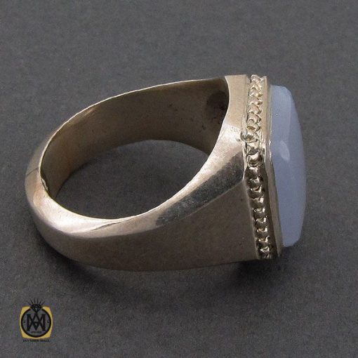 2 انگشتر عقیق کبود یمن مردانه دست ساز - کد 10241 - تصویر 2