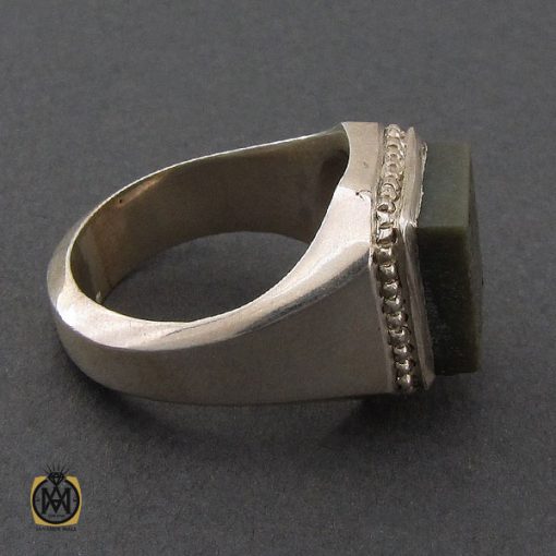 2 انگشتر یشم با حکاکی الله و پنج تن مردانه دست ساز - کد 10258 - تصویر 2