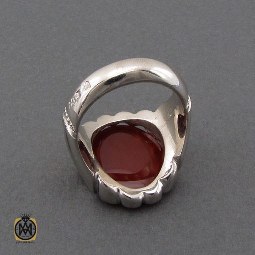 انگشتر عقیق یمن با حکاکی علی مع الحق و الحق مع علی مردانه هنر دست استاد شرفیان - کد 10315 - تصویر 3