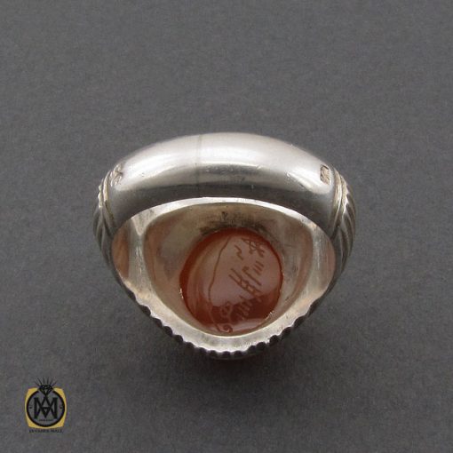 انگشتر عقیق یمن با حکاکی شرف الشمس مردانه - کد 10320 - تصویر 3