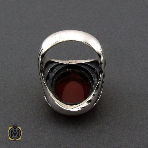 انگشتر عقیق با حکاکی ماشاءالله لا قوه الا بالله ان ترن انا اقل منک مالا و ولدا مردانه - کد 10338 - تصویر 3