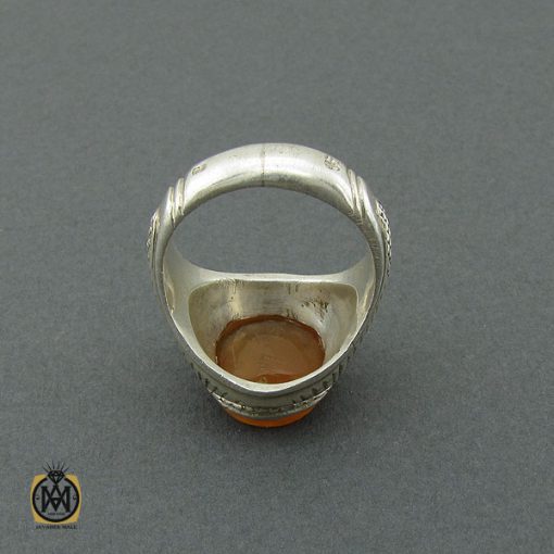 3 انگشتر عقیق یمن با حکاکی یا باقرالعلوم مردانه - کد 10383 - تصویر 3