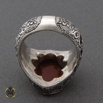 3 انگشتر عقیق یمن با حکاکی نور عینی یا حسین قلم زنی مردانه - کد 10235 - تصویر 3