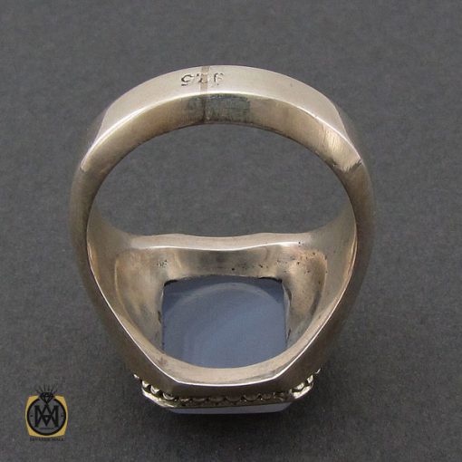 3 انگشتر عقیق کبود یمن مردانه دست ساز - کد 10241 - تصویر 3