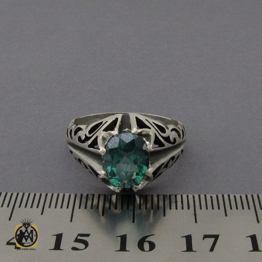 4 انگشتر توپاز سبز مردانه - کد 10300 - تصویر 5