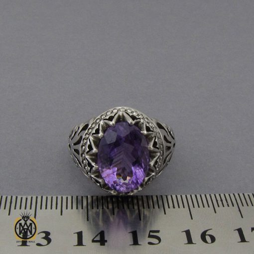 انگشتر آمتیست خوش رنگ مردانه - کد 10301 - تصویر 4