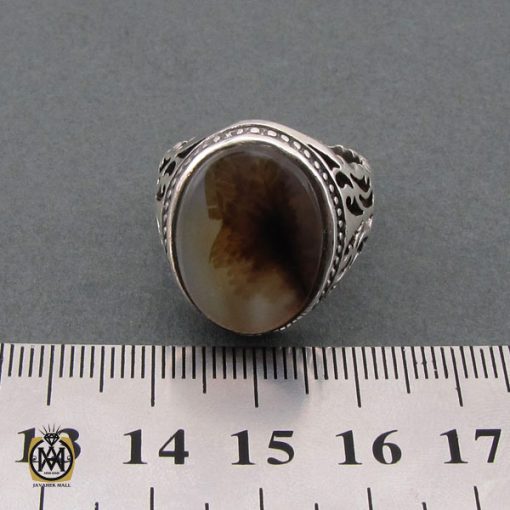 انگشتر عقیق شجر خوش نقش مردانه - کد 10214 - تصویر 4