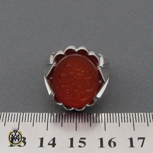 انگشتر عقیق یمن با حکاکی علی مع الحق و الحق مع علی مردانه هنر دست استاد شرفیان - کد 10315 - تصویر 4