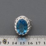 انگشتر توپاز آبی درشت و فاخر مردانه دست ساز - کد 10327 - تصویر 4