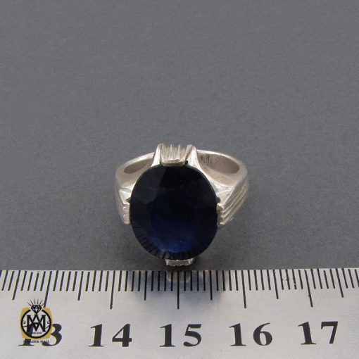 انگشتر یاقوت کبود خوش رنگ مردانه - کد 10333 - تصویر 4